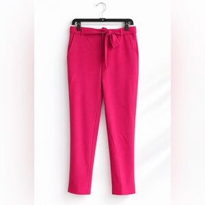 Nicole Miller Vibrant Red Belted Trousers